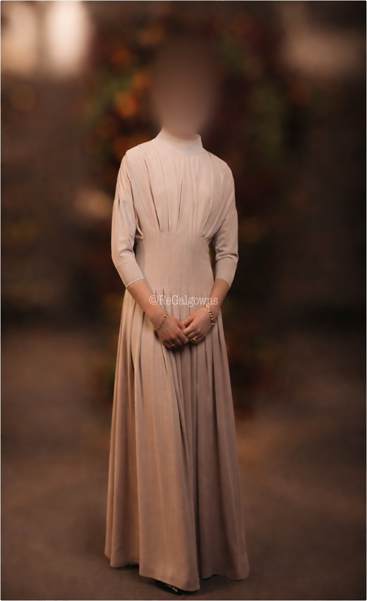 Elegant pleated chiffon young ladies gown (with extra material inside to let out)